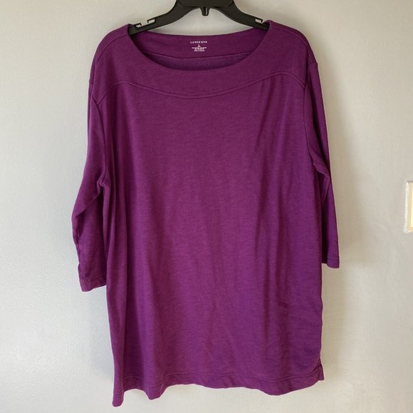 Lands' End Tops - Women’s Lands’ End Purple Tunic Top Blouse 3/4 Sleeves Size Large 14/16